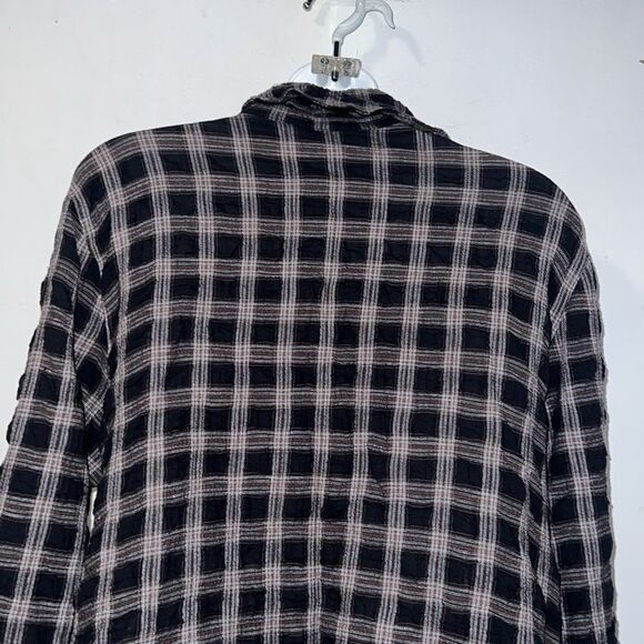 NICHE NILGUN DERMAN Plaid Lagenlook Asymmetrical Lightweight Over shirt-M - Picture 5 of 9